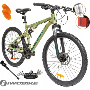Horské kolo Horské kolo MTB IWOBIKE Maskáčový rám 18,5 palců, kola 26" khaki