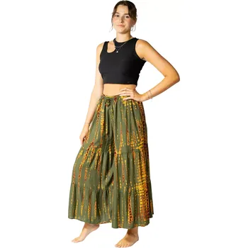 Dámské kalhoty Batikovaná kalhotová sukně Yana Khaki 3/4, khaki zelená, Sittar UNI