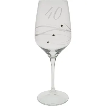 Sklenice Jubilejní sklenice swarovski "40" 450 ml (Sklenice s číslem zdobená komponenty swarovski)