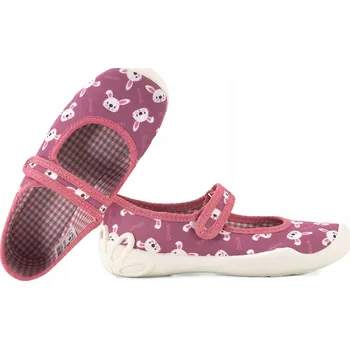 Dívčí bačkory Befado dětské papuče na suchý zip růžové, velikost 27