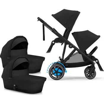 Kočárek CYBEX e-Gazelle S + 2x Gazelle S Cot + sedačka ke golfové konfiguraci 2025 Moon Black (Black Frame)
