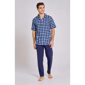 Pánské pyžamo Taro pyžamo pánské 3183 Sammuel - modrá, L (Pánské rozepínací pyžamo s krátkým rukávem)