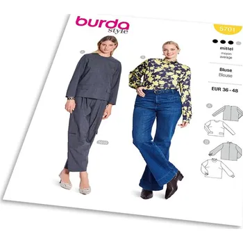 Volný čas Střih Burda 5701 - Minimalistický top s dlouhým rukávem, rolák