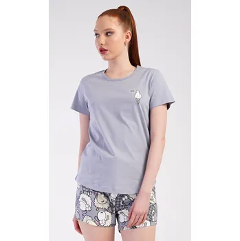 Dámské noční prádlo Vienetta Dámské pyžamo šortky Ovečky Barva: Šedá, Velikost: XL