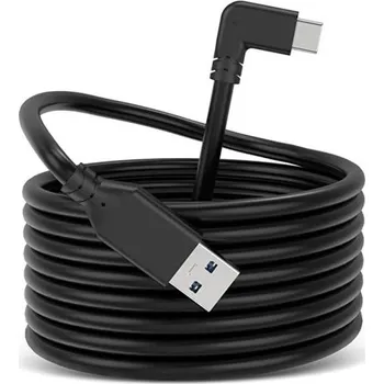 Datový kabel Datový a napájecí kabel USB-A - USB-C, 500 cm, konektor 90°, černý