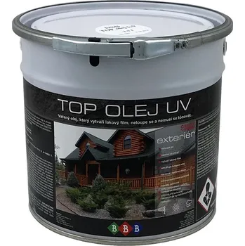 Olej na dřevo TOP olej UV 2,7lt - polymerovaný (vařený) přírodní olej na dřevo, který se nemusí tónovat, vytváří odolný lakový film a nemusí se stírat, neobsahuje alkydy a tedy se neodlupuje