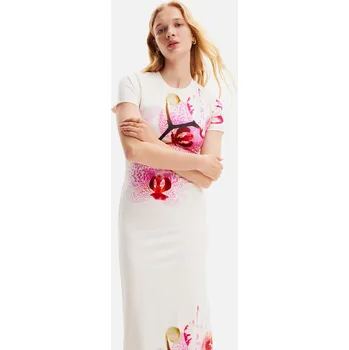 Dámské tričko Desigual Dámské Bílé dámské květované midišaty Desigual Lila Lacroix Bílá L (2233796)
