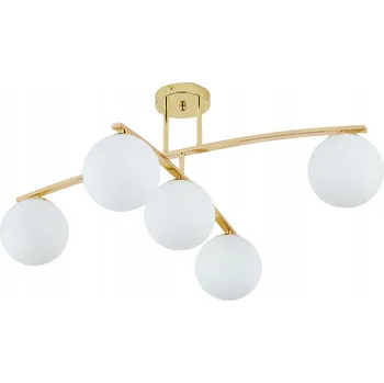 ZÁVĚSNÁ LAMPA STROPNÍ LUSTR KOULE zlatá MODERNÍ LED mléčná