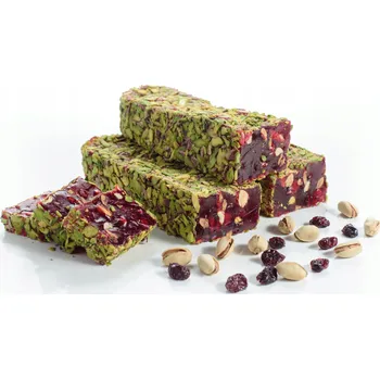 Bonbon Lokum Turecký med s příchutí granátového jablka, pistáciemi a ořechy 0,5 kg