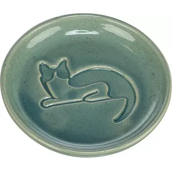 Miska pro psa TRIXIE Miska keramická, vytlačená kočka, 0,15 l/ ⌀ 14,5 cm, zelená