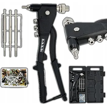 Nýtovací pistole Nýtovací kleště na ocelové nýty a nýtovací matice 270mm SADA s příslušenstvím