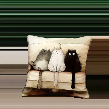 Povlak na polštářek Kočičí povlak na polštář se třemi kočkami | dekorativní povlak, povlak na polštář - 1 , 35x35cm 14x14palců