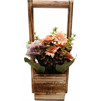 umělá květina KOŠÍK S KVĚTINAMI UMĚLÁ ROSTLINA VINTAGE DEKORACE DO DOMU KANCELÁŘE RŮZNÉ BARVY
