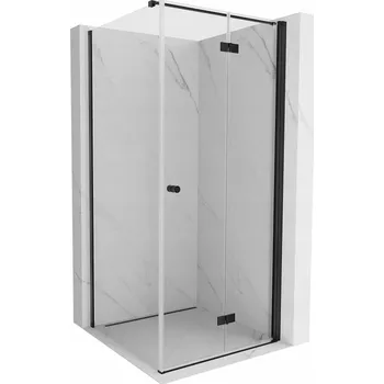 MEXEN MIST-F T SPRCHOVÝ KOUT SKLÁDACÍ PRAVÝ 110X110 TRANSPARENTNÍ ČERNÝ