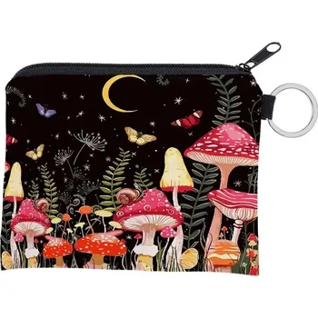 Houbová cestovní zipová taštička na kosmetiku | kosmetická taštička, cestovní taštička - S