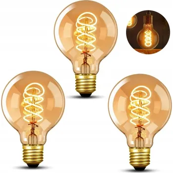 Žárovka LED žárovka E27 filament 4W Edison dekorativní G80 ozdobná velký závit 3ks