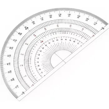 Úhloměr Půlkruhový úhloměr DRAPAS z čirého akrylátu 180° - průměr 150 mm