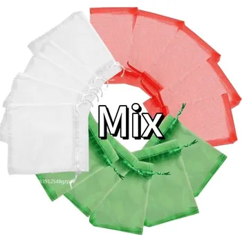 Potravinová fólie Barevní organzové sáčky s tkanicí 50/100 ks | dárkové pytlíky, balicí sáčky - směs , 15 cm x 20 cm , 100 kusů