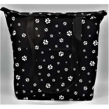 BAVLNĚNÁ ČERNÁ TAŠKA KOČIČÍ TLAPKY (Nákupní taška s kočkou, kočky, kočka)