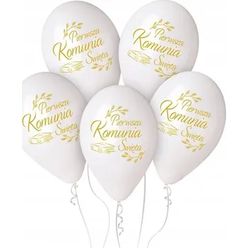 Balónek BALÓNKY LATEXOVÉ ZLATÉ S NÁPIS PRVNÍ SVATÉ PŘIJÍMÁNÍ BIBLE PRO PŘIJETÍ HELIUM 5ks