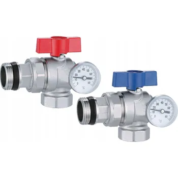 Ventil Kulový kohout X-HOME 1'' rohový s teploměrem, mosazný