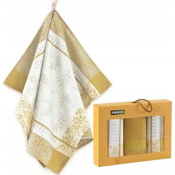 Utěrka ZWOLTEX JEŘABINA bavlněné kuchyňské utěrka v krabičce 3 ks žluté 200/360g