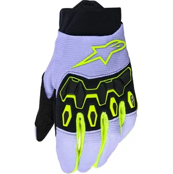 Moto rukavice Rukavice full bore v2 youth/kids, alpinestars, dětské (fialová/žlutá fluo, vel. l)