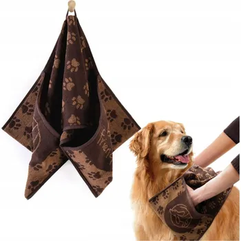 ZWOLTEX BEST FRIEND ručník pro psa s kapsami, hnědý, 400g, 30x80 cm