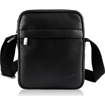 Paolo Peruzzi Pánská kožená crossbody přes rameno; černá