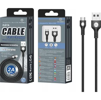 Datový kabel Kabel Techancy USB - microUSB typ B, 1 m, černý