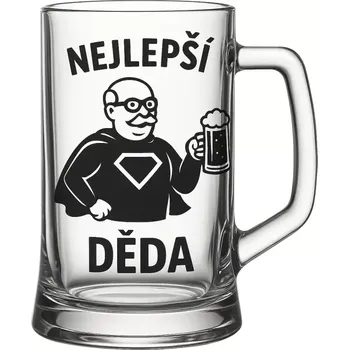 Sklenice Půllitr s pískovaným motivem "Nejlepší děda" (Půllitr s pískovaným motivem Nejlepšího dědy, skleněný)