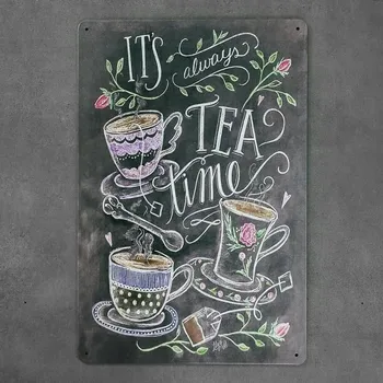 Obraz Dekorativní kovová cedule TEA TIME