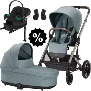 Kočárek CYBEX Set Balios S Lux + korba + adaptéry + autosedačka + základna 2024 Stormy Blue (Taupe Frame)