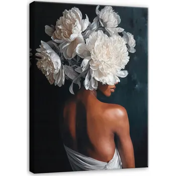Obraz OBRAZ ŽENA KVĚTINY BÍLÉ ABSTRAKCE DO LOŽNICE OBÝVÁKU NA PLÁTNĚ 40x30