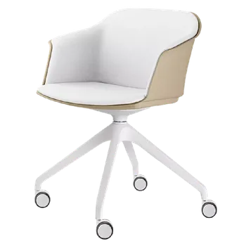Jednací židle Otočná židle Wave 032,F95-WH (4-ramenný nylonový kříž bílý, kolečka, plastový korpus s vnitřním čalo