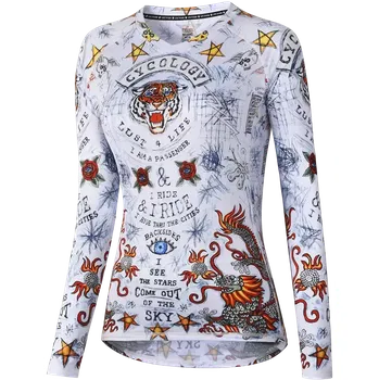 cyklistický dres MTB dres CYCOLOGY City of Angels, dámský, dlouhý rukáv (Motiv City of Angels, velikost L)