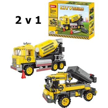 ostatní stavebnice Woma Stavebnice stavební stroje 2v1 – míchačka na beton nebo náklaďák | 397 dílků