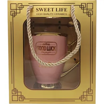 KERAMICKÝ HRNEK RŮŽOVÝ NA KÁVU ČAJ S OZDOBNOU DÁRKOVOU KRABIČKOU