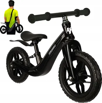 Odrážedlo Odrážedlo Kruzzel černé 12" pro děti 2+ lehké 2,6 kg