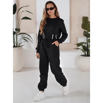 Černý dámský teplákový komplet KEILI DStreet černá | bílá 3397562