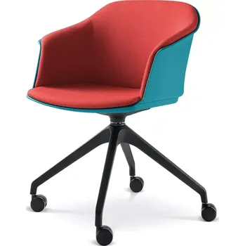 Jednací židle Otočná židle Wave 032,F95-BL (4-ramenný nylonový kříž černý, kolečka, plastový korpus s vnitřním čal