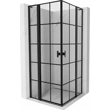 MEXEN MIST L DUO SPRCHOVÝ KOUT 115X115 CM ČERNÝ RÁM ČERNÁ MŘÍŽKA