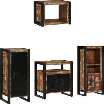 Koupelnový nábytek vidaXL Sada koupelnového nábytku 4 pcs Masivní obnovované dřevo [3305669]