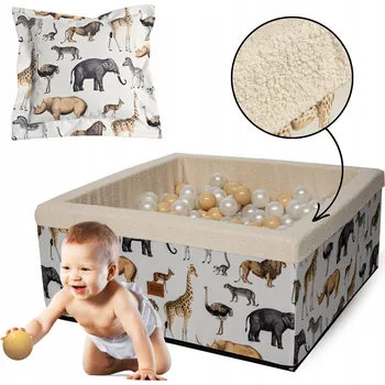 Suchý bazén Suchý bazén pro děti ZOO BUKLE dětské hřiště 90x90x40 + polštář + 200 míčků