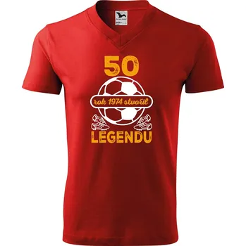 Pánské tričko DOBRÝ TRIKO Pánské V tričko s potiskem 50 let legenda fotbal Velikost: 3XL, Barva: Červená