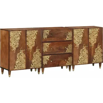 Policová skříň vidaXL Sada koupelnových skříněk s policí 3 pcs Medově hnědá a zlatá [3310146]