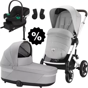 Kočárek CYBEX Set Talos S Lux + korba + adaptéry + autosedačka + základna 2024 Stone Grey (Silver Frame)