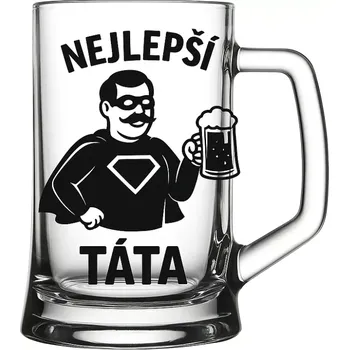 Sklenice Půllitr s pískovaným motivem "Nejlepší táta" (Půllitr s pískovaným motivem Nejlepší táta, skleněný)