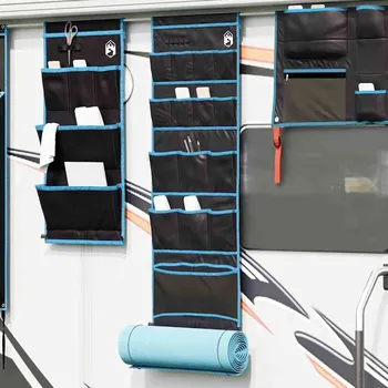 Kempingové nádobí vidaXL Skladovací sáček s úložištěm Černá a modrá 125 x 48 cm oxford [42001092]