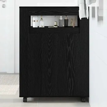 Policová skříň vidaXL Sada koupelnového nábytku s kolem Černý dub 65 x 23 x 87 cm [869072]